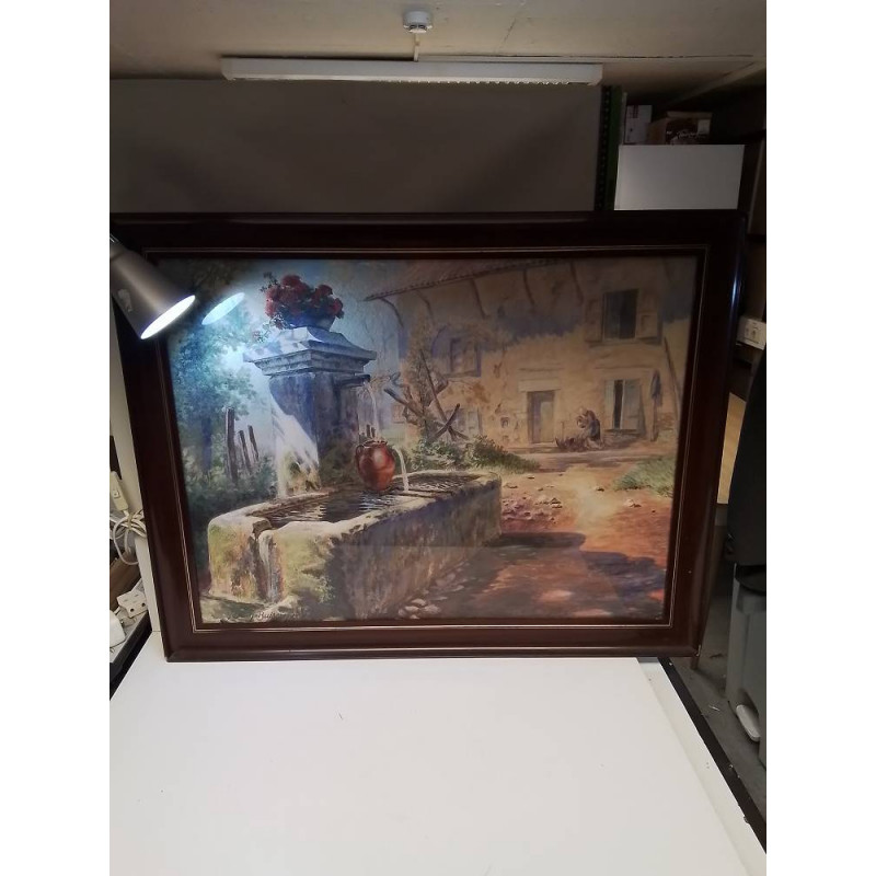 AQUARELLE VILLAGE SIGNEE BRUN BUISSON