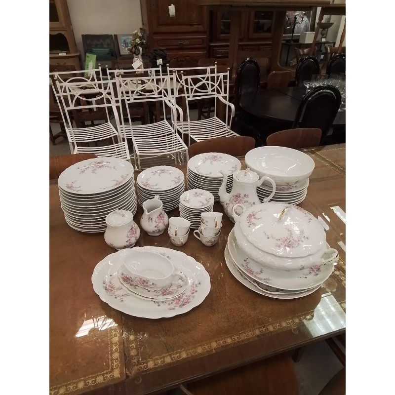 SERVICE LIMOGES MOTIF FLEURIS ROSE