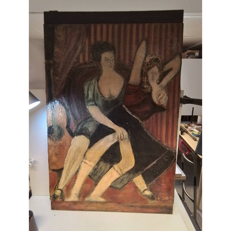 HUILE SUR TOILE DAMES SIGNE HOMS