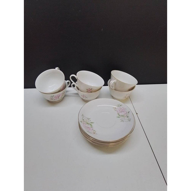 SERVICE A CAFE GL MOTIF FLEURS ROSE