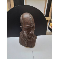 STATUETTE BOIS VISAGE HOMME