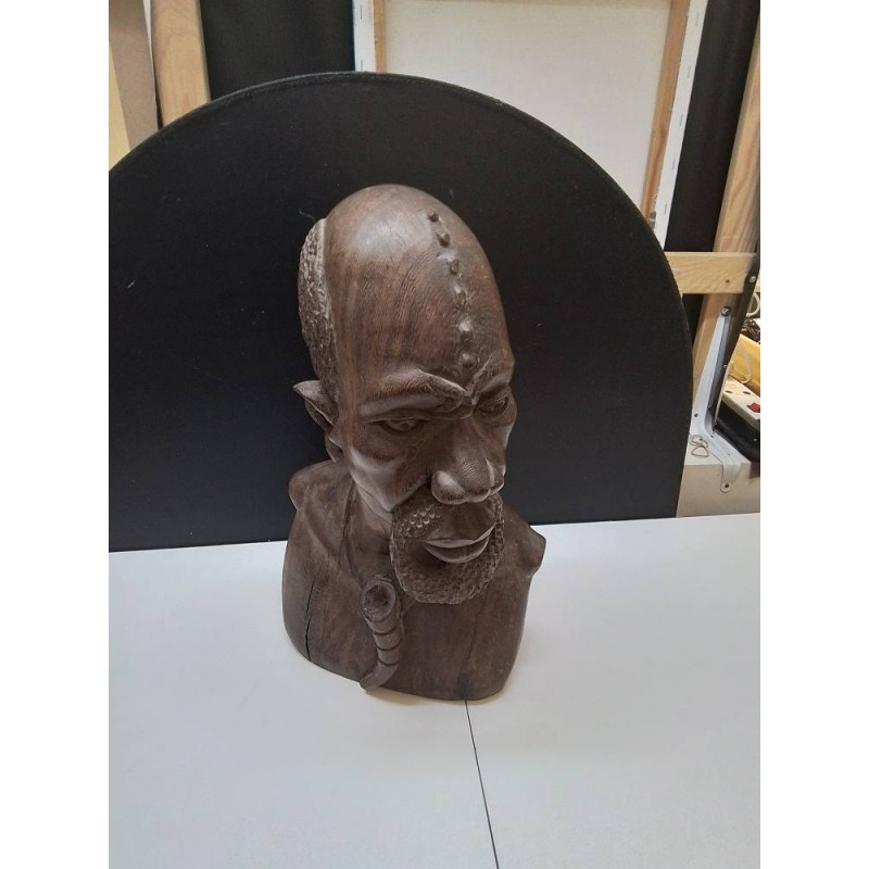 STATUETTE BOIS VISAGE HOMME