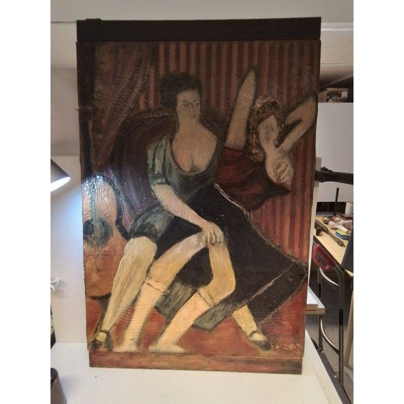 HUILE SUR TOILE DAMES SIGNE HOMS