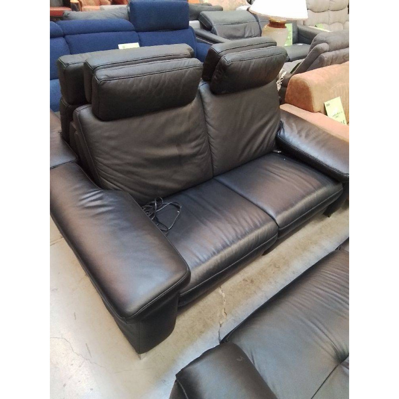 CANAPE CUIR NOIR 2 PLACES ELECTRIQUES 