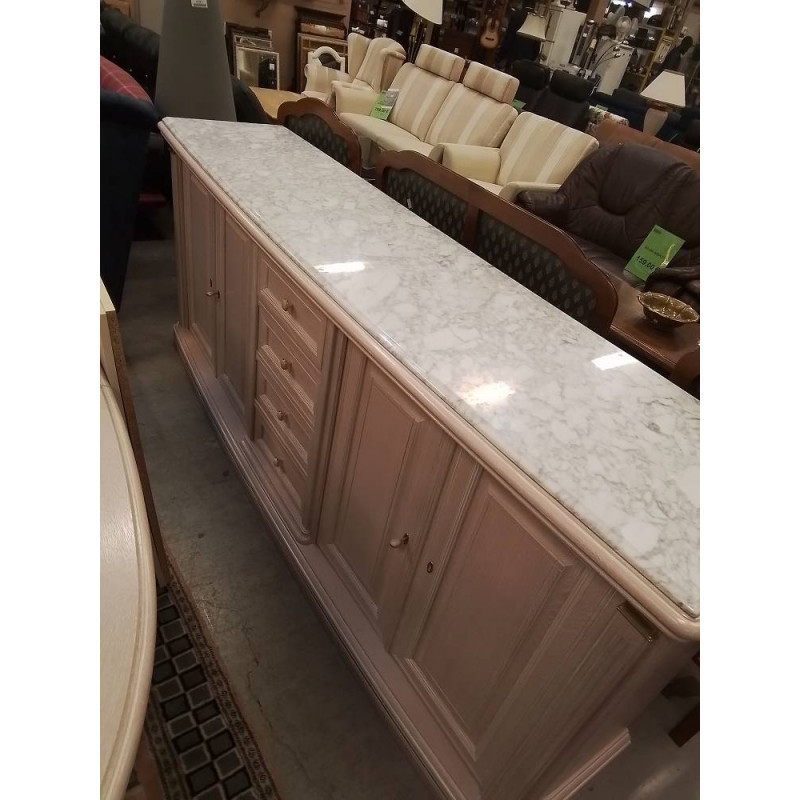 BUFFET BAS CERUSE + PLATEAU MARBRE 