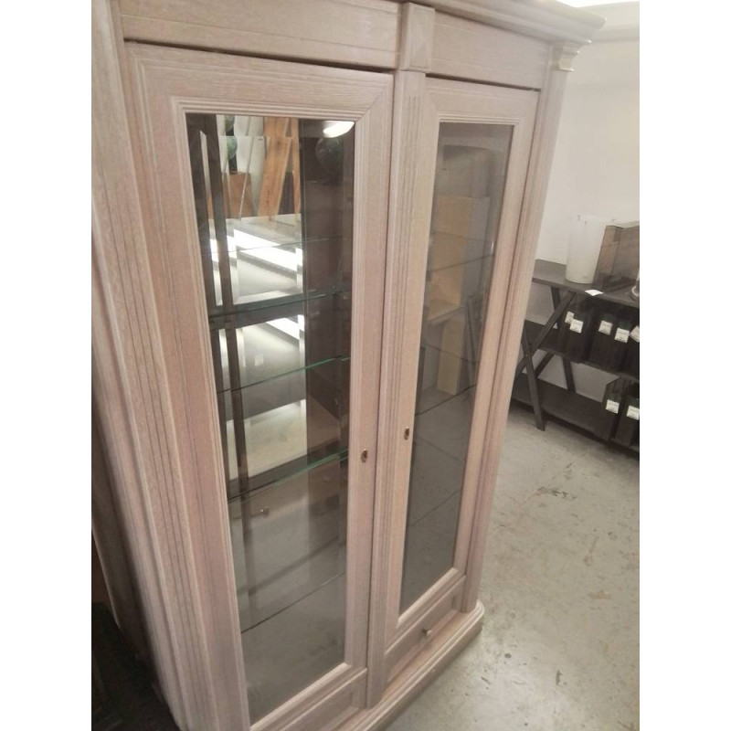 VITRINE 2 PORTES ET 2 TIROIRS BLANC 