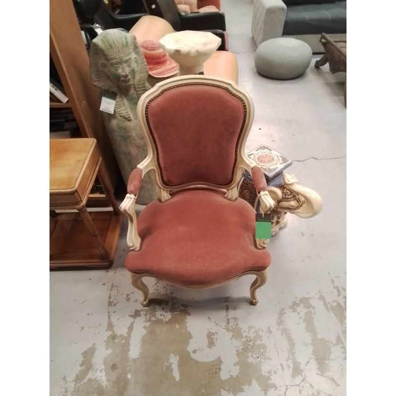 FAUTEUIL CABRIOLET TISSU ROUGE 