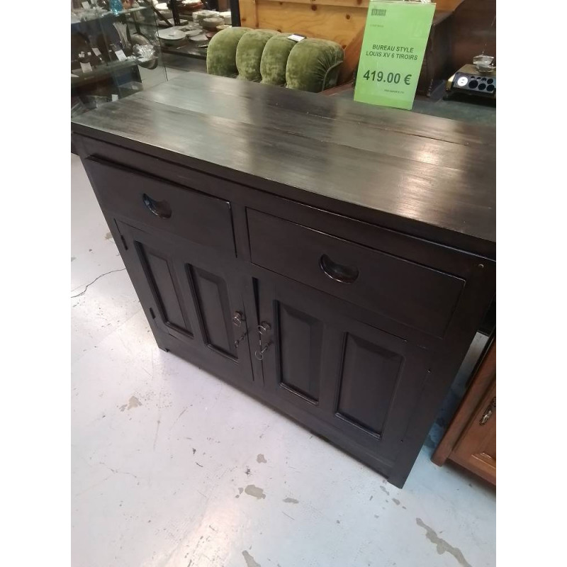 BUFFET BAS BOIS EXOTIQUE 2 PORTES 2 TIROIRS 