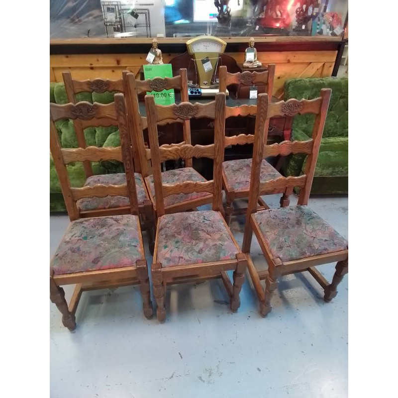 LOT 6 CHAISES CHÊNE ASSISES TISSU