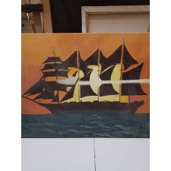 HUILE SUR TOILE BÂTEAU 