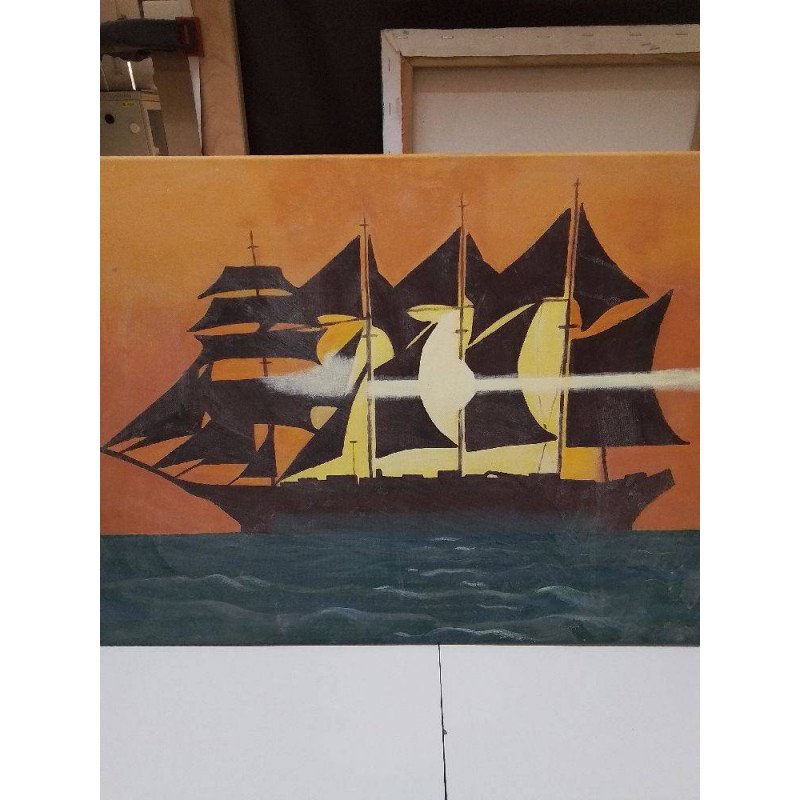 HUILE SUR TOILE BÂTEAU 