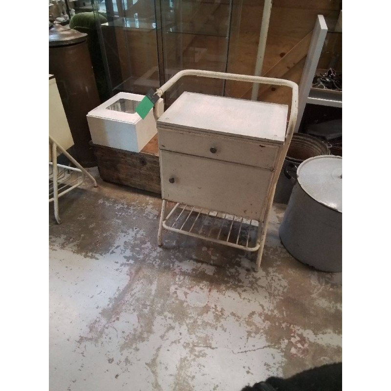 CHEVET BLANC 1 PORTE 1 TIROIR VINTAGE