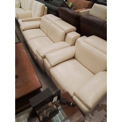 SALON EN CUIR BEIGE DOMICIL...