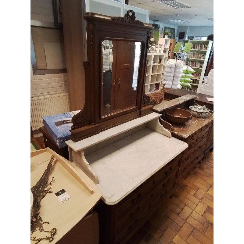 COIFFEUSE DESSUS MARBRE 5 TIROIRS AVEC MIROIR
