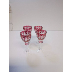 LOT VERRES CISELÉ COLORE ROSE