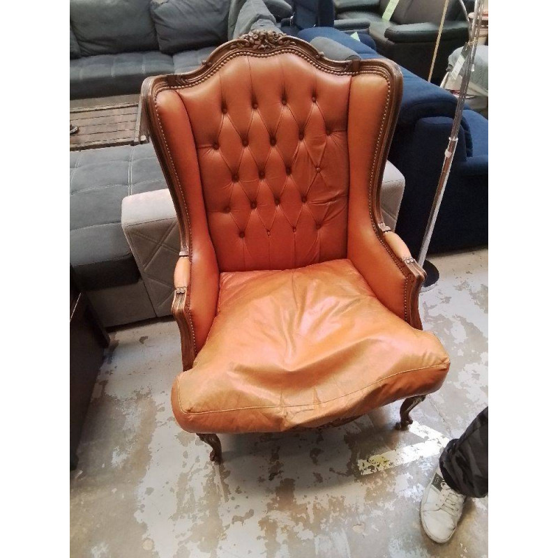 FAUTEUIL CUIR BRUN ANCIEN