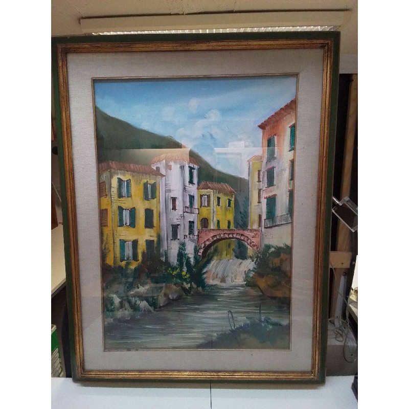 HUILE SUR TOILE SIGNÉE MOTIF CANAL 