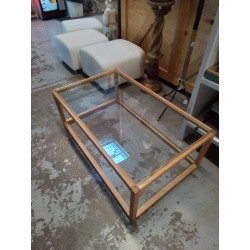 TABLE BASSE VERRE ET BOIS 