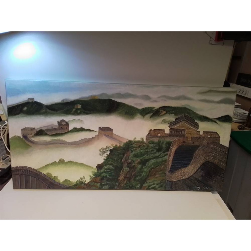 HUILE SUR TOILE MURAILLE DE CHINE 