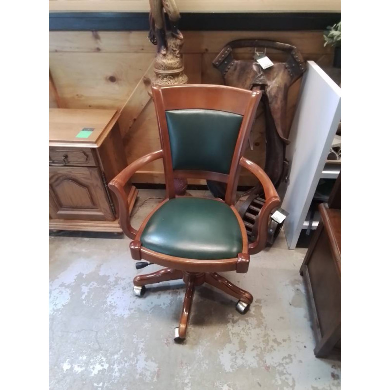 FAUTEUIL DE BUREAU MERISIER CUIR VERT 