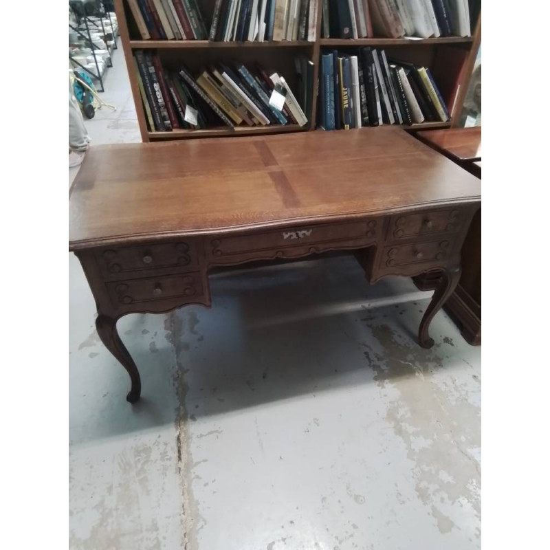 BUREAU ANCIEN 5 TIROIRS EN CHENE