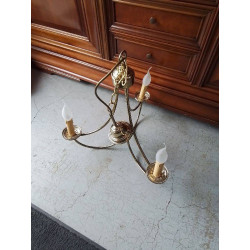 LUSTRE 3 FEUX METAL DORE