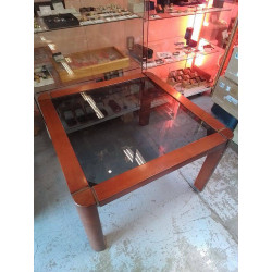 TABLE VINTAGE VERRE FUMÉ 