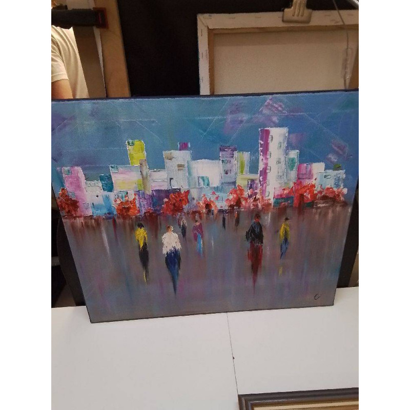 HUILE SUR TOILE SIGNÉE PROMENADE