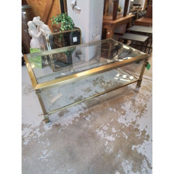 TABLE BASSE LAITON ET VERRE 