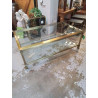 TABLE BASSE LAITON ET VERRE 
