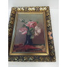 HUILE SUR PANNEAU ROSE SIGNEE LENTZ 