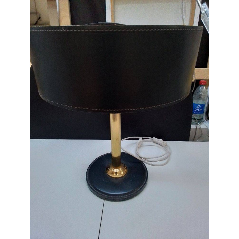 LAMPE A POSER  CUIR NOIR PIQUÉ 