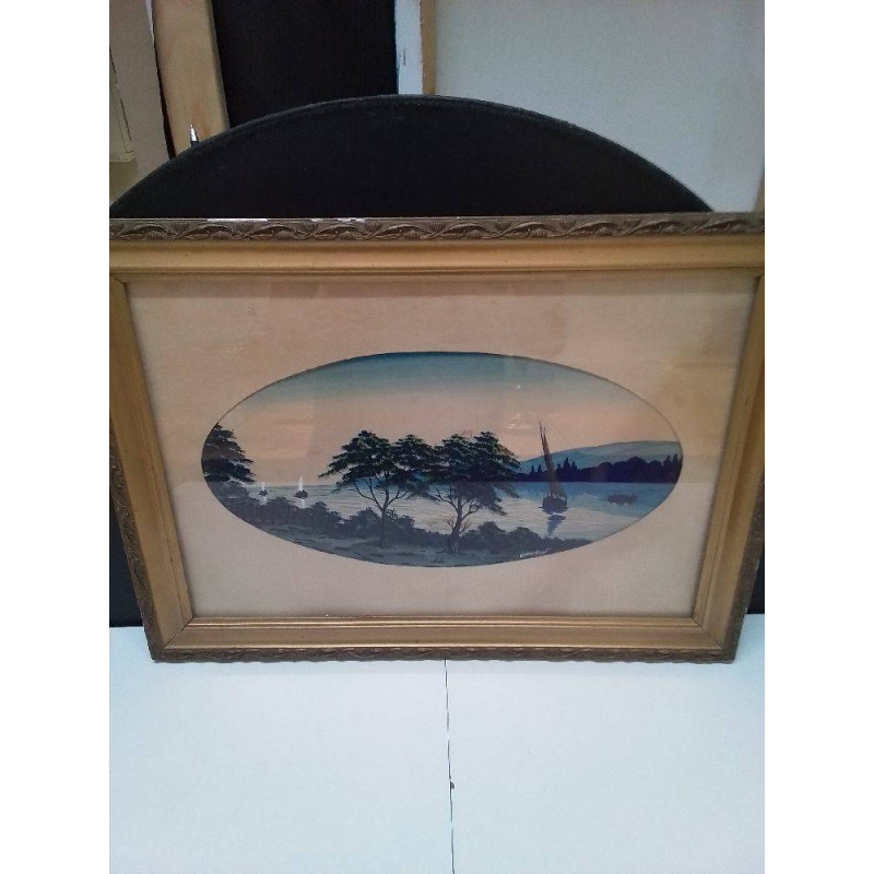 TABLEAU SIGNÉ PAYSAGE LAC 