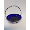 PLAT METAL ET VERRE BLEU