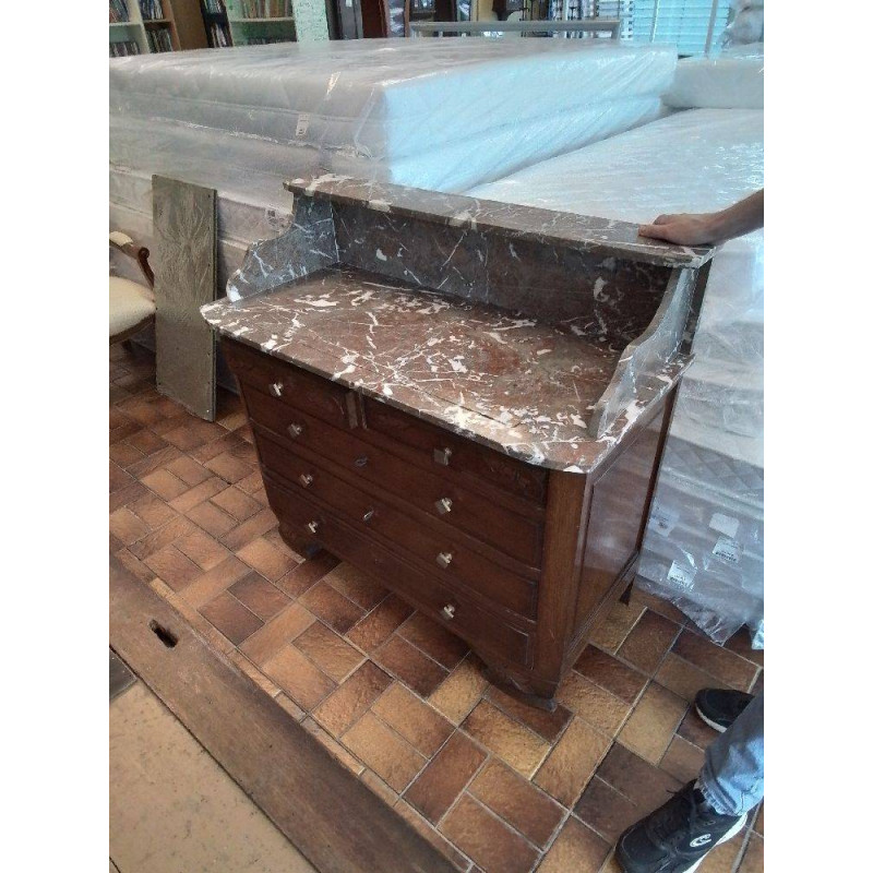 COMMODE DESSUS MARBRE 5 TIROIRS ART DECO