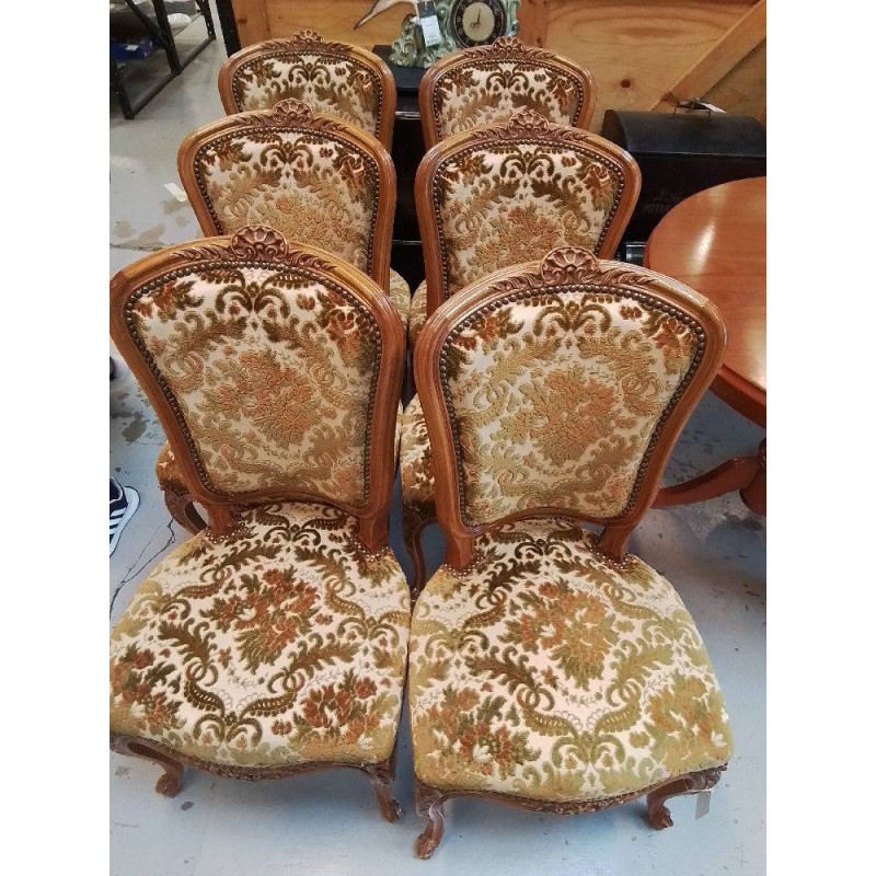 LOT 6 CHAISES STYLE LOUIS XV VELOURS
