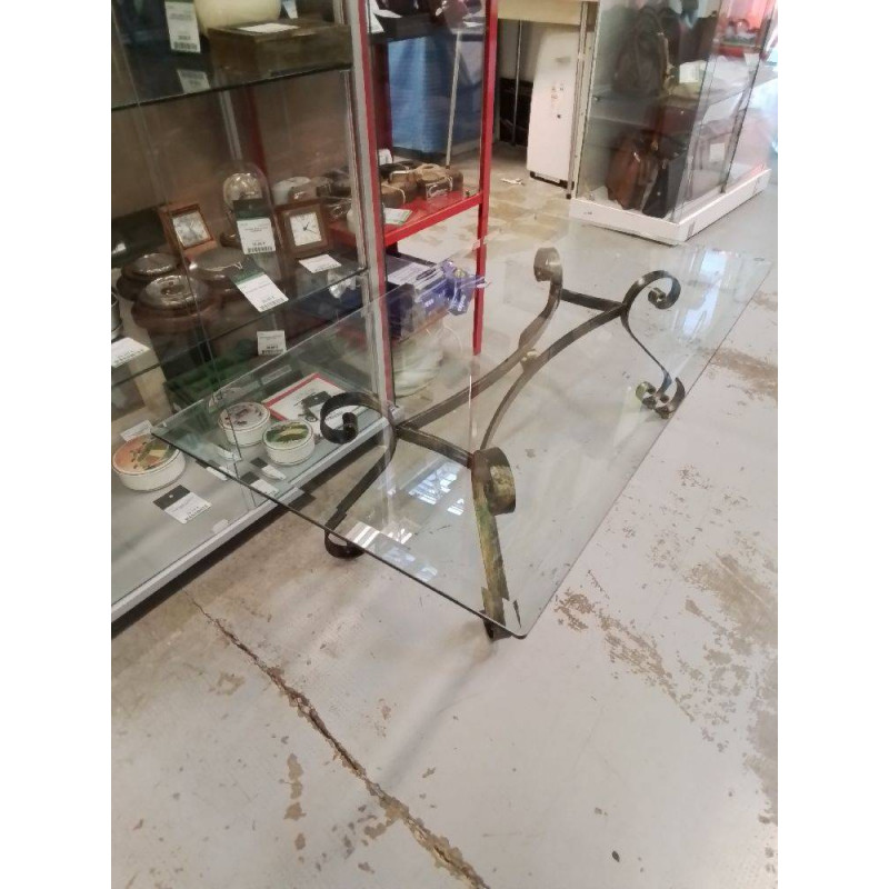 TABLE BASSE METAL PLATEAU VERRE