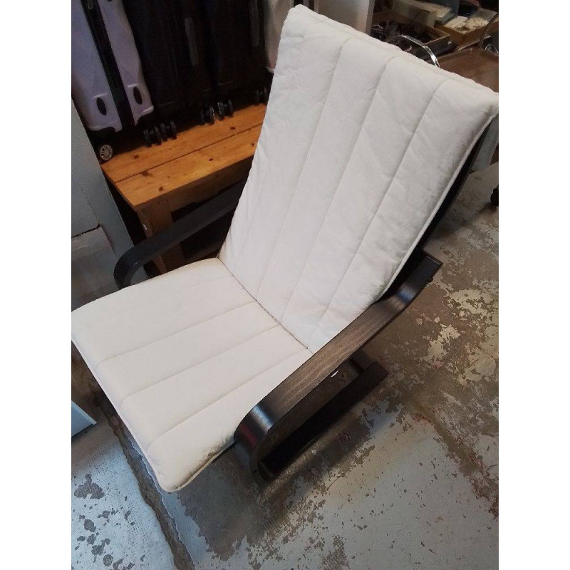 FAUTEUIL IKEA NOIR TISSU BLANC