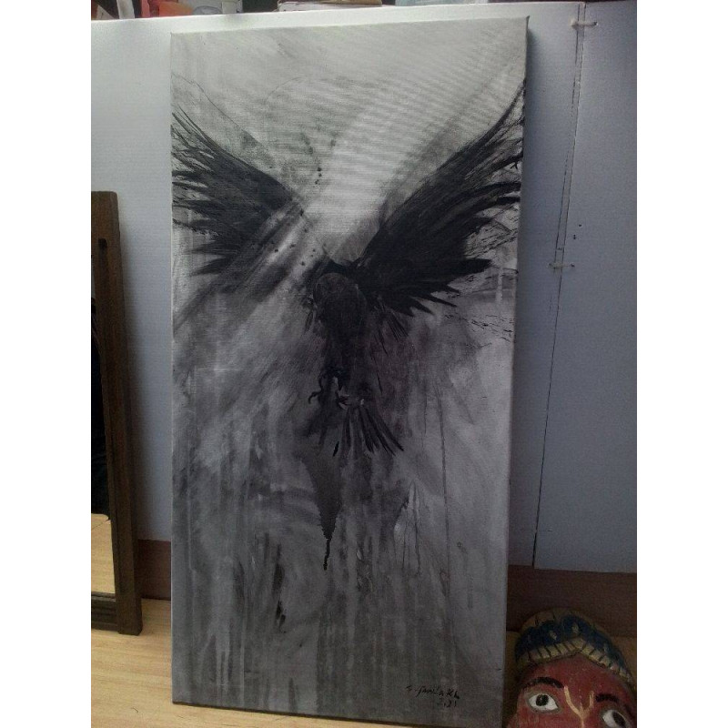 HUILE SUR TOILE SIGNÉE TON NOIR 