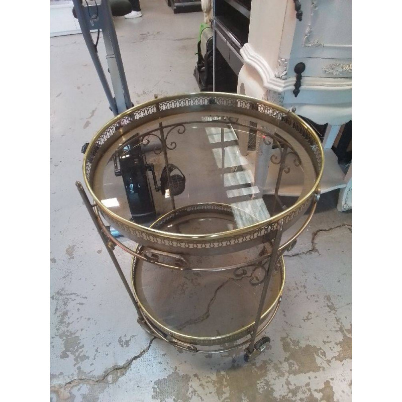 DESSERTE VINTAGE A ROULETTES 
