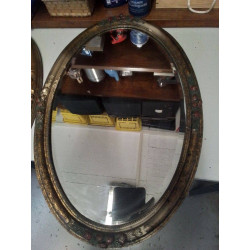 MIROIR ANCIEN OVALE BORD DORÉ 