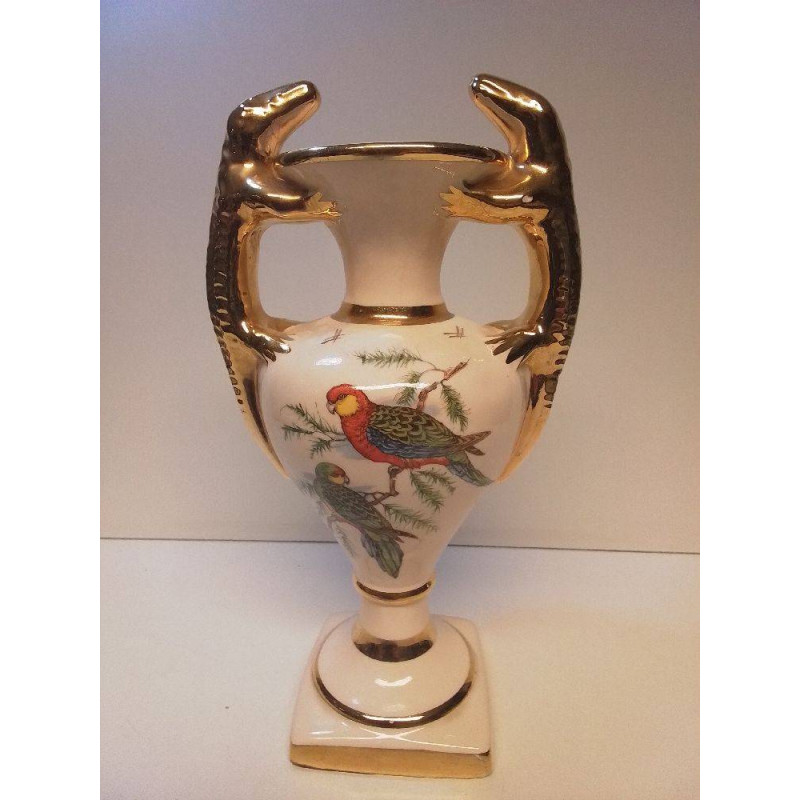 VASE PORCELAINE MOTIF PERROQUET 