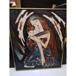 HUILE SUR TOILE DAME ENFANT...