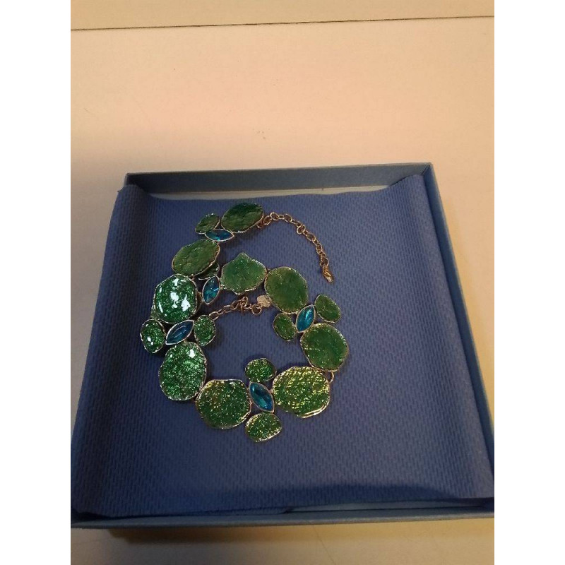 COLLIER FANTAISIE VERT ET BLEU