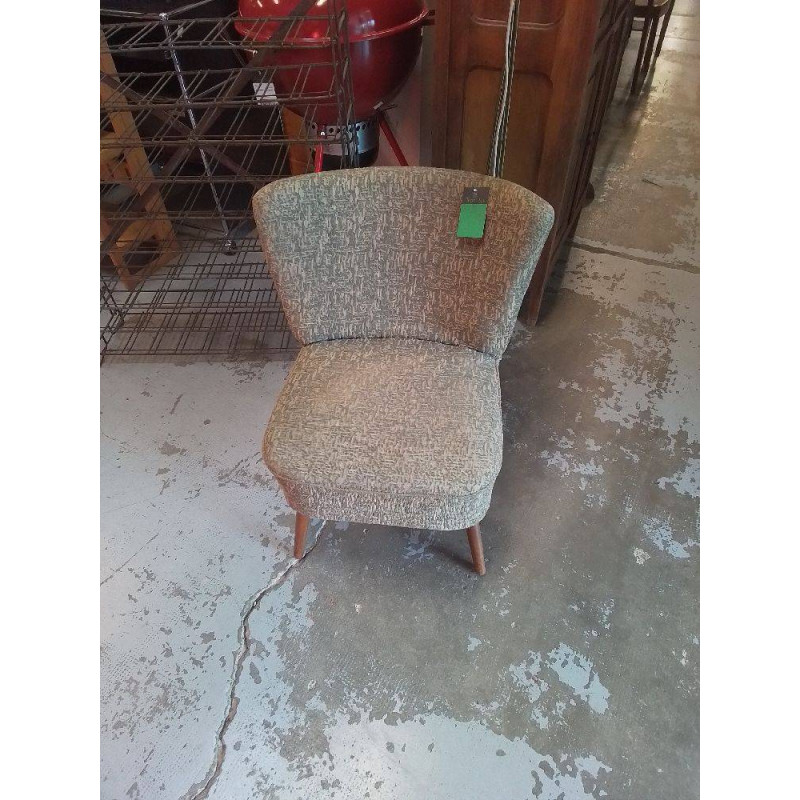 FAUTEUIL VINTAGE TISSUS KAKI