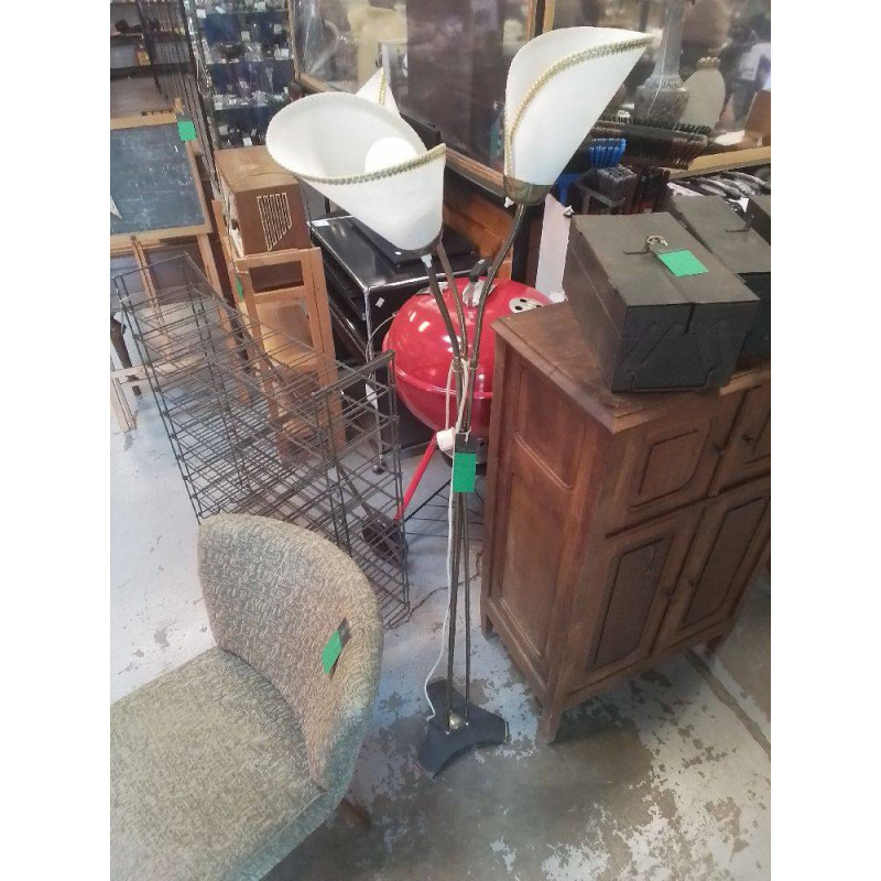 LAMPE 3 FEUX VINTAGE METAL DORE