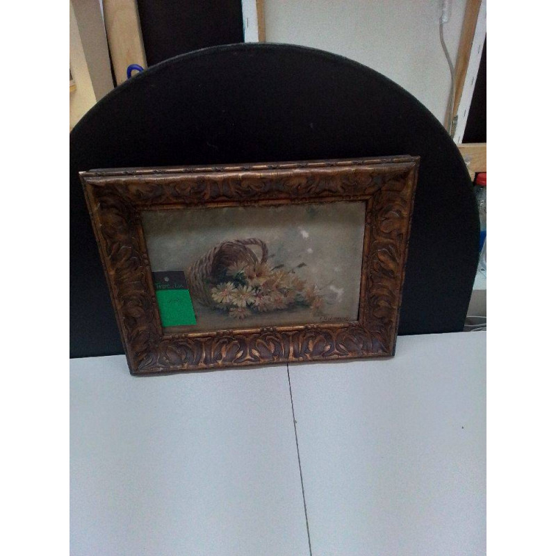 HUILE SUR PANNEAU NATURE MORTE SIGNEE PM