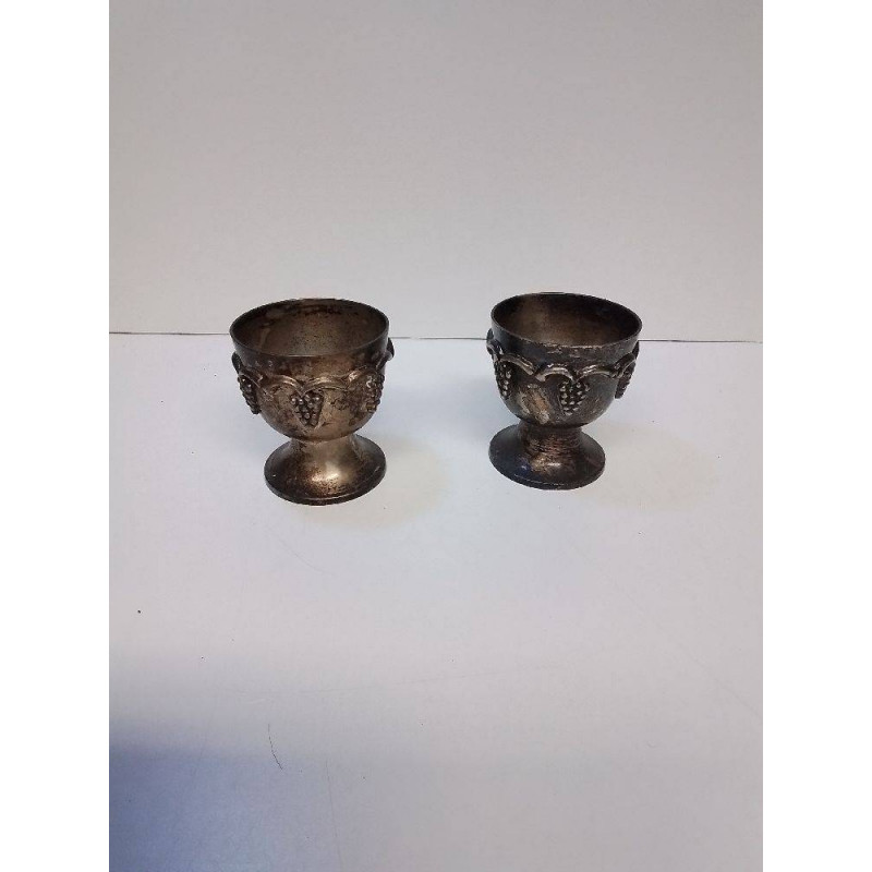 LOT VERRES METAL ARGENTE