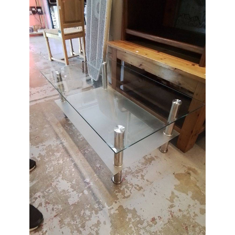 TABLE BASSE METAL ET VERRE 