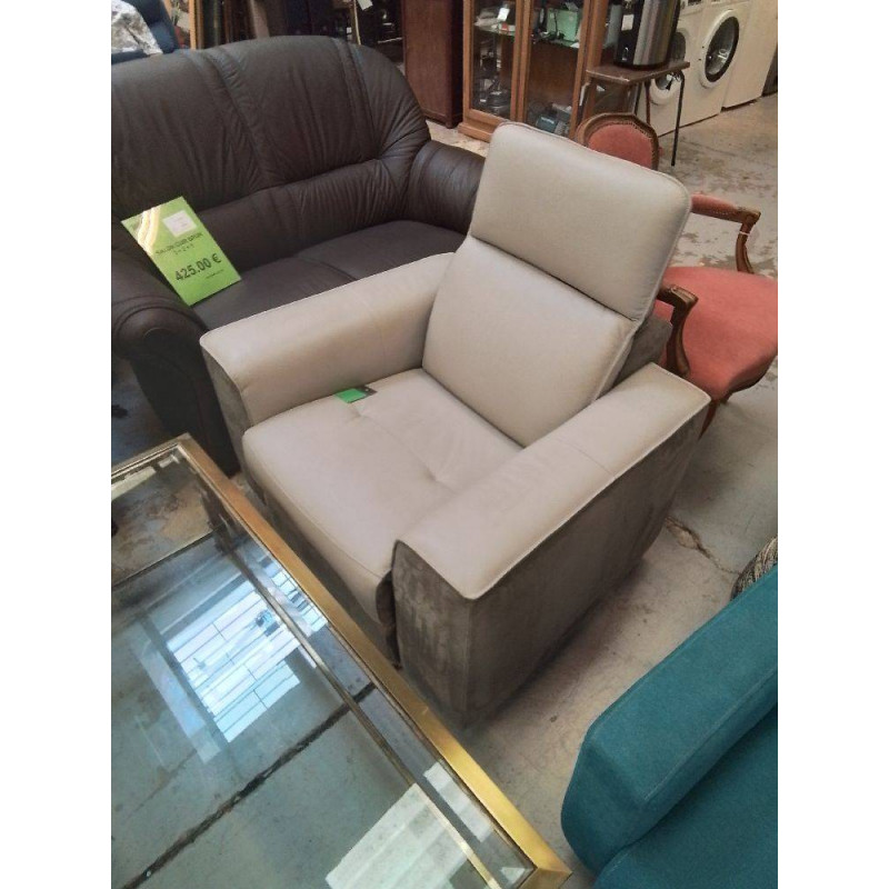 FAUTEUIL RELAX CUIR GRIS ÉLECTRIQUE 